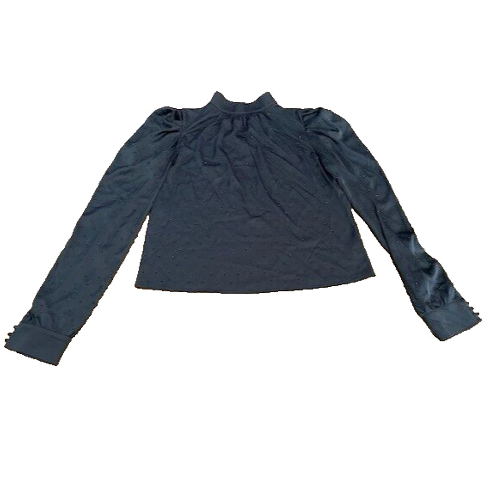 Generation Love Rosalia Crystal Blouse Long Puff Sleeves Sleeves Black Size Lg